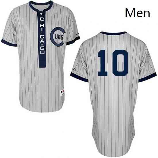 Mens Majestic Chicago Cubs 10 Ron Santo Replica White 1909 Turn Back The Clock MLB Jersey